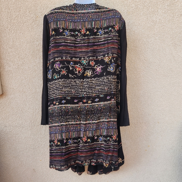 DOROTHY SCHOELEN Platinum Women's Cardigan Medium Black Vintage Script Ballet - Picture 3 of 14